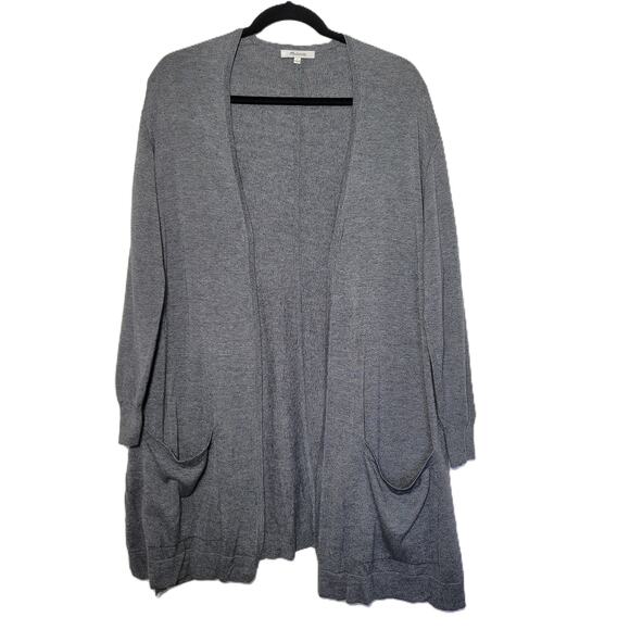 Madwell Women's Coffeehouse Cardigan Open Front Pockets Size Large Gray F04610 - Picture 2 of 9